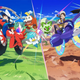 Pokemon trainers ride in their legendary motorcycles.